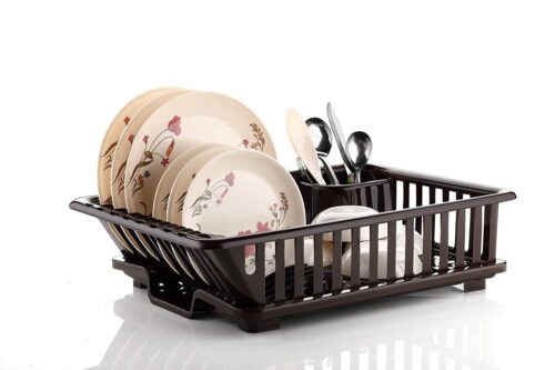 3 in 1 Kitchen Sink Dish Rack Drainer Drying Basket with Tray