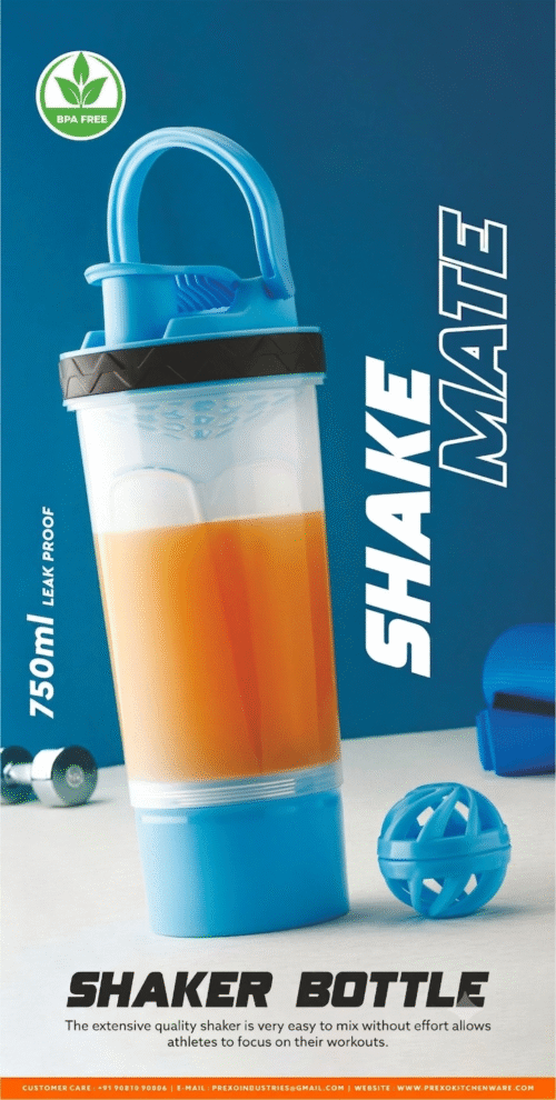 Protein Shaker Bottle Sipper Gym Bottle (700 ML)