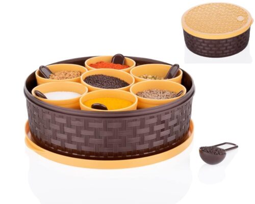 Round Plastic Spice Box  7 Compartment