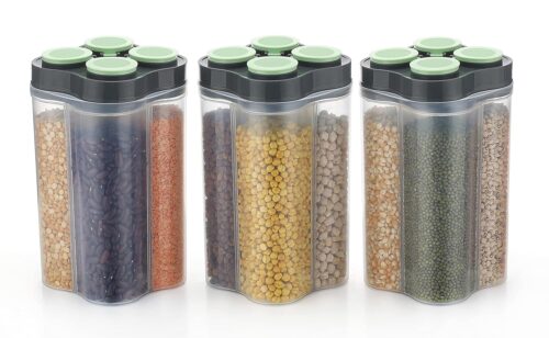 4 Section Container & Lock 1600ML (Pack Of 3)